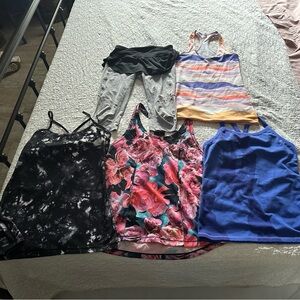Lululemon bundle  tank tops and leggings size 6 (4 tops, 1 bottom) EUC